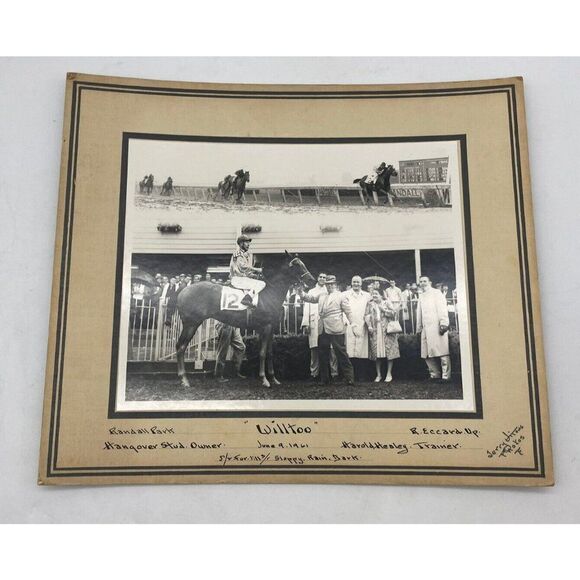 Vintage 1961 Horse Race Photograph Randall Park Willtoo Hangover Stud